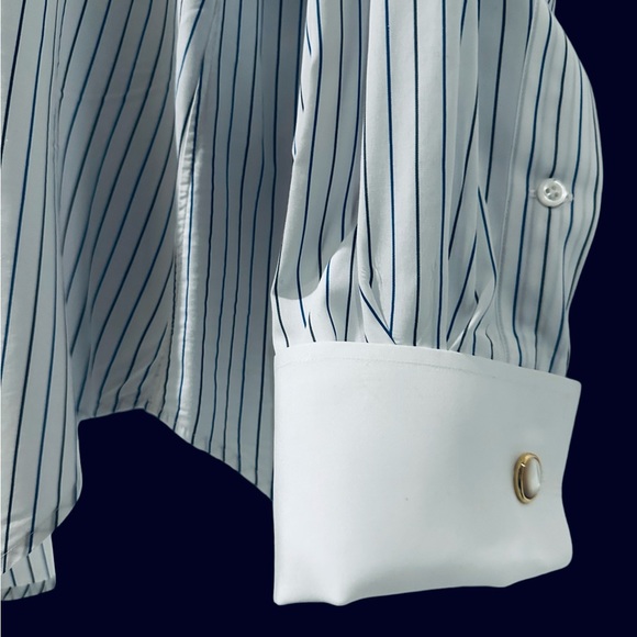 Ralph Lauren Purple Label Men’s Shirt French Cuff Cutaway White Pinstripe 15.5 L - Picture 2 of 9